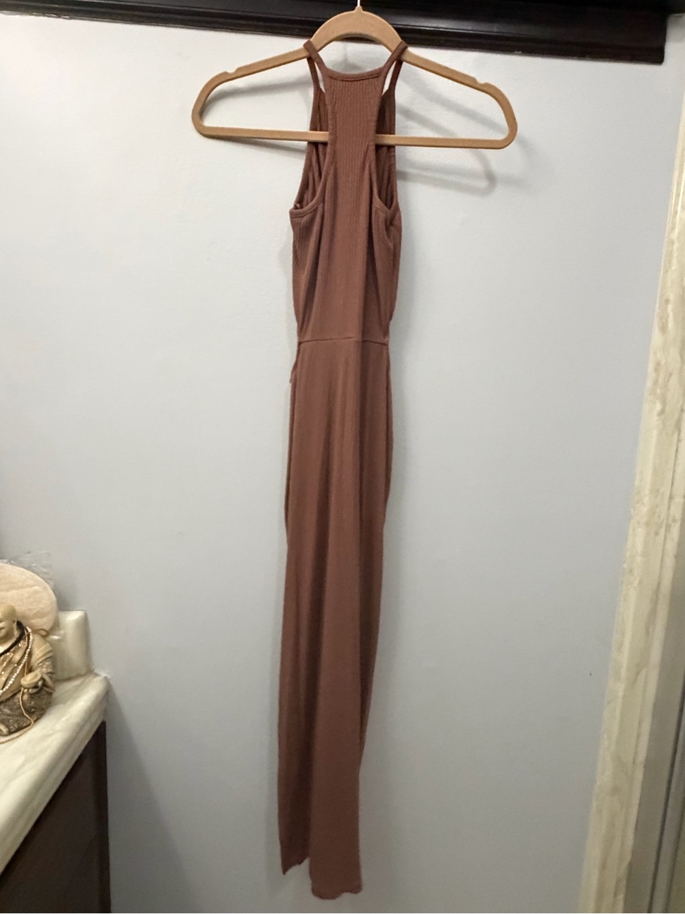 HEARTLOOM WOMENS HALTER KEYHOLE CUT-OUT MIDI DRESS, SIZE X-SMALL, BROWN - Picture 9 of 14